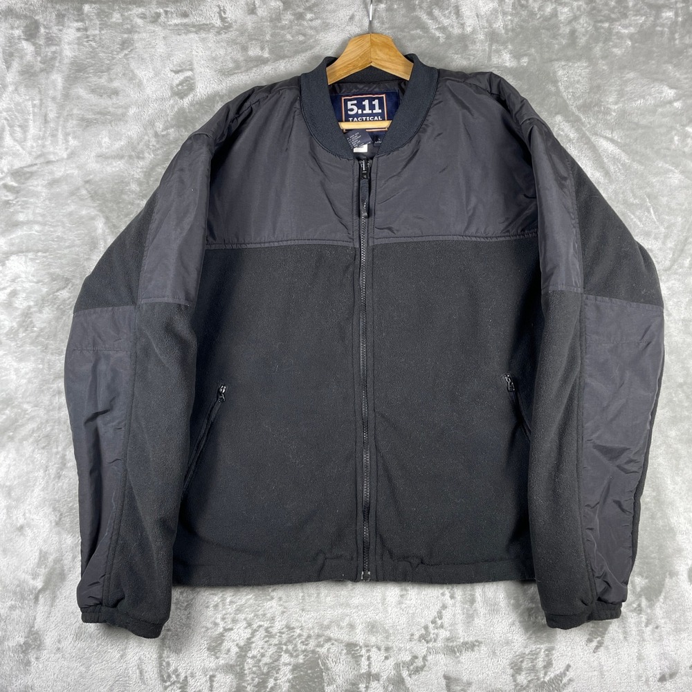 5.11 Tactical Series Jacket Mens L Long Black Fleece Nylon Shell 48027